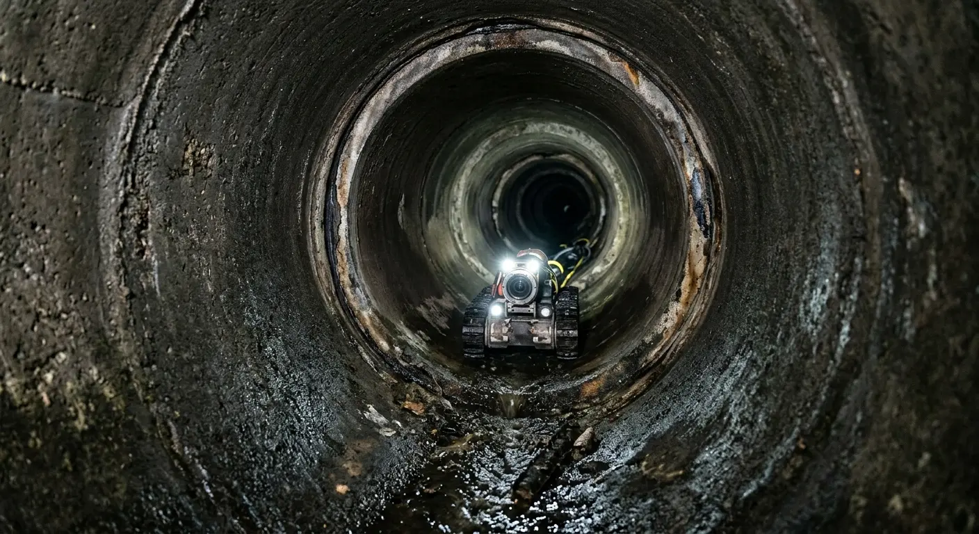 Robotic sewer camera inspecting pipe interior for Drain Snake Service in Richmond West